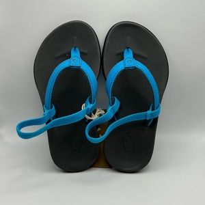 OluKai Ho’opio Girl’s Vivid Blue Charcoal Size 11 Sandals | NWT